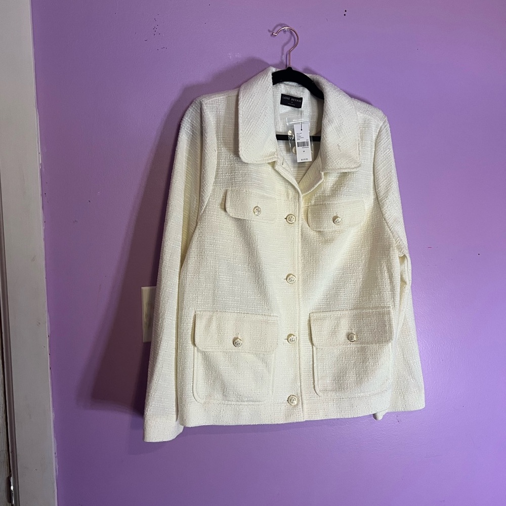 Lane Bryant Cream Jacket with Gold Accents